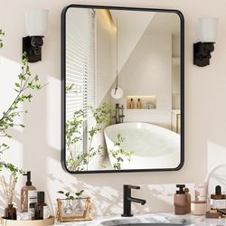 Black bathroom mirror - 24” x 27”- NEW!