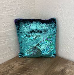 Blue & purple sequin decorative small throw pillow 10x9