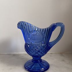 Vintage Avon Creamer, Pitcher, 1970's Fostoria Glass Mt. Vernon Creamer, Pitcher Cobalt Blue
