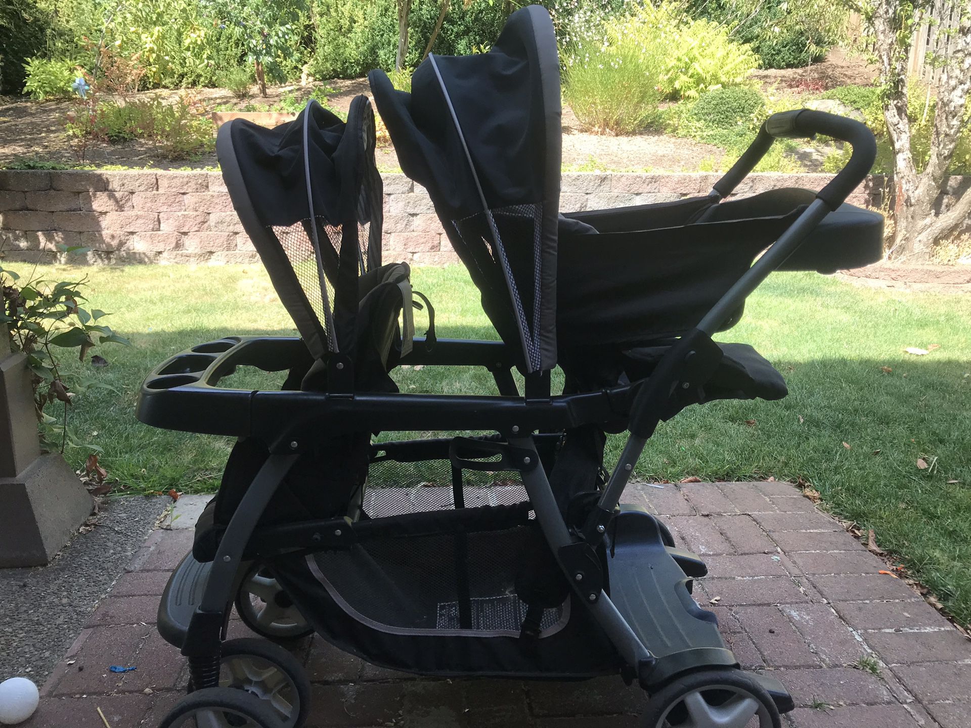 Graco Sit and Stand double stroller and infant car seat with base