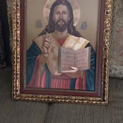 JESUS PAINTING ON COPPER EXCELLENT CONDITION 