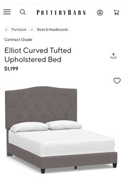Pottery Barn Cal King grey upholstered bed