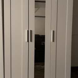 White 2-Door Wardrobe with Mirror