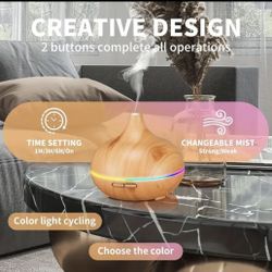 Essential Oil Diffuser with Remote, 18.6oz Aromatherapy Humidifier Vaporizer,USB Powered, brand new 