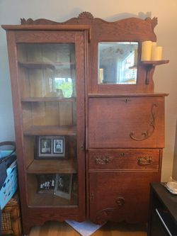 antique oak side by side secretary desk-orginal finish