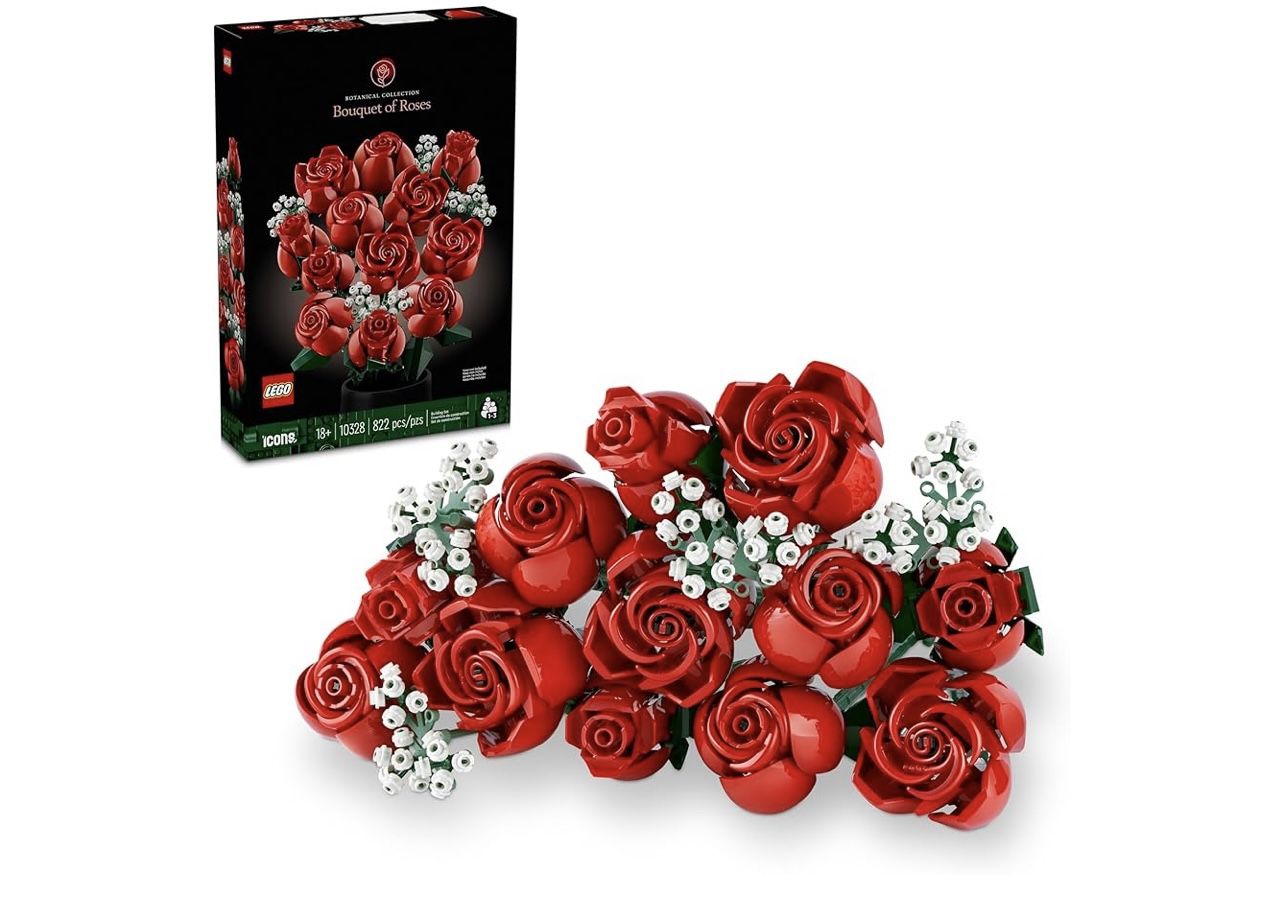 LEGO Botanicals Bouquet of Roses Artificial Flowers - Fake Red Roses ...