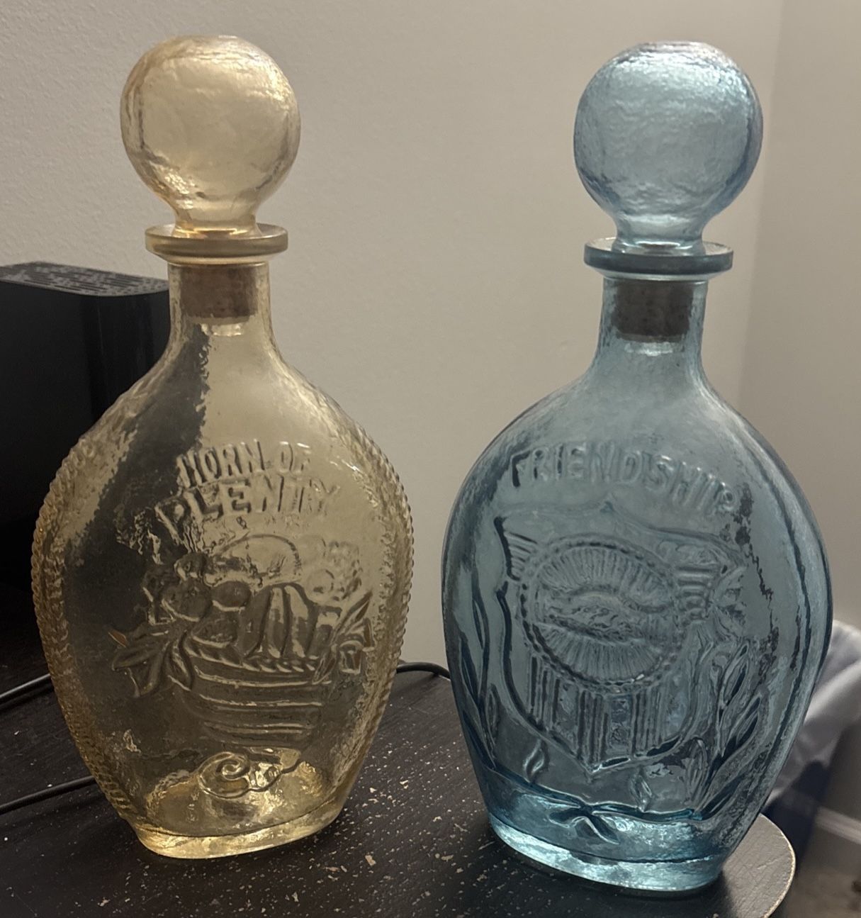 Vintage Decanter Horn Of Plenty & Friendship Embossed Owens-Illinois