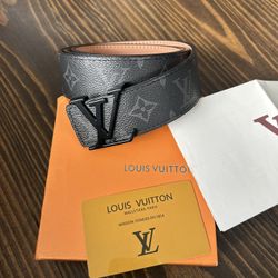 LV Initiales 44” Matte Black Belt
