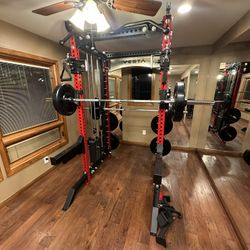 PRO SERIES Ultimate 3-1 Half Rack Functional Trainer w/Smith Machine Bar | 400lb Stack | Gym Equipment | Fitness | Commercial | Squat Rack 