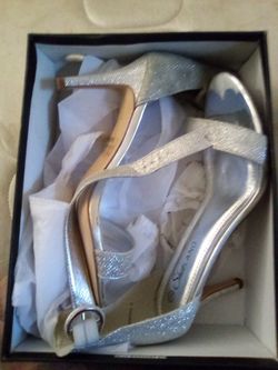 Silver Glitter Strappy Heeled Sandals