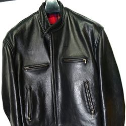 Simmons Bilt Leather Bison Wool Cafe Racer Jacket Size 46 Black Rider Scotland
