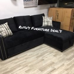 2-Pc Velvet Convertible Sectional Sofa Reversible Chaise