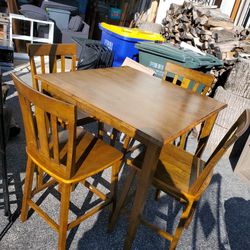 Golden Wooden Kitchen Table With 4 Chairs