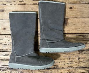 Simple Sheep Fleece Lined Women's Gray Tall Boots Size 8