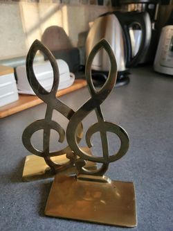 Vintage BRASS FinishTreble Clef Book Ends