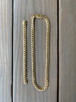 10mm Miami Cuban Link Set - Chain 20” and 7.5” Bracelet  Gold Plated