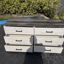 Beautiful Rustic Modern White Grain Dresser 6 Drawers Bedroom Furniture Wardrobe Closet Chest