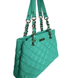 Kate Spade Verna Green Handbag Gold Coast Maryanne Quilted Leather Chain Bag