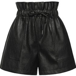 Women's Shorts Size 2X Leather Color Black