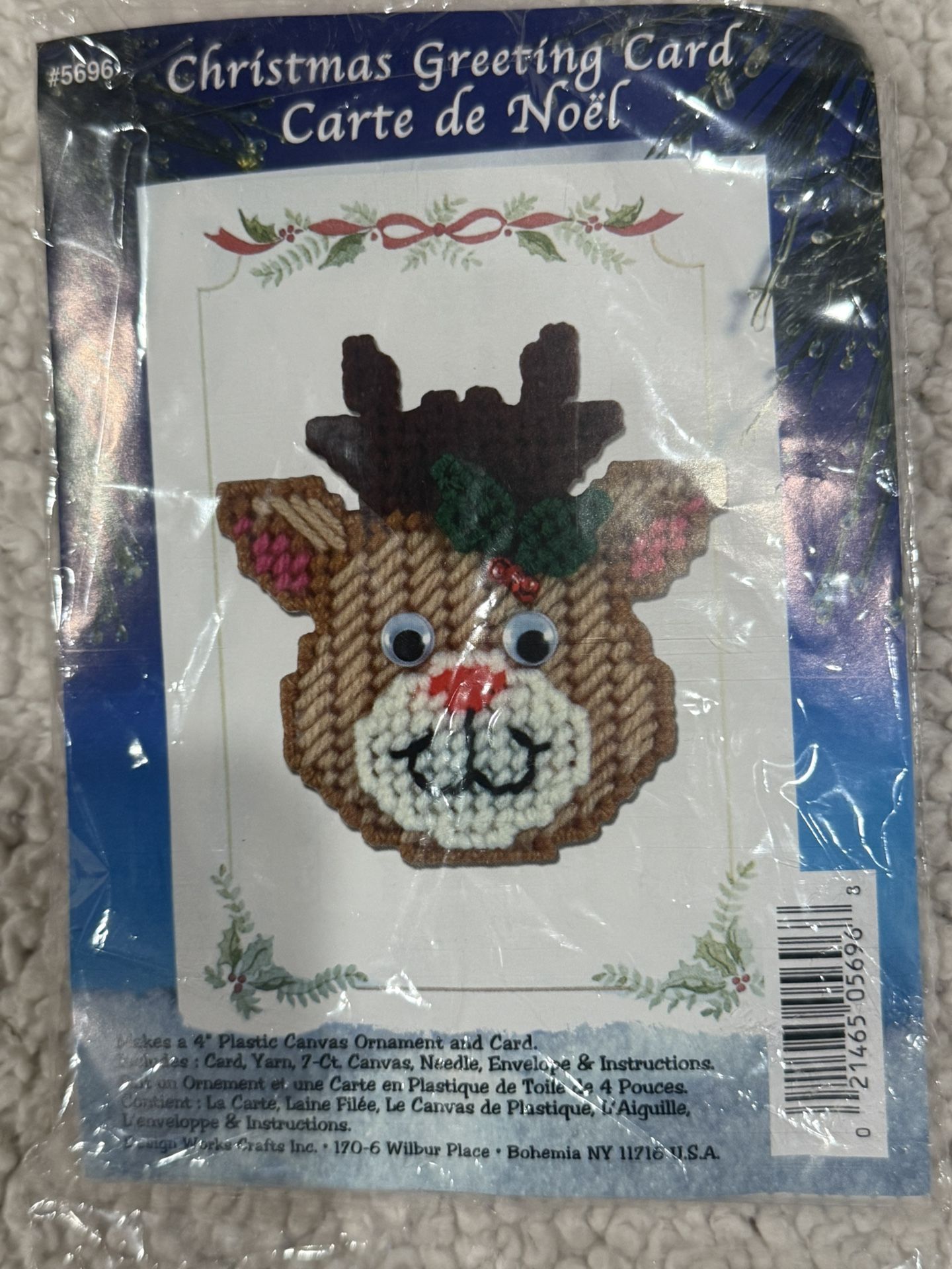 RUDOLPH REINDEER - Cross Stitch CHRISTMAS Kit - STITCH A CARD