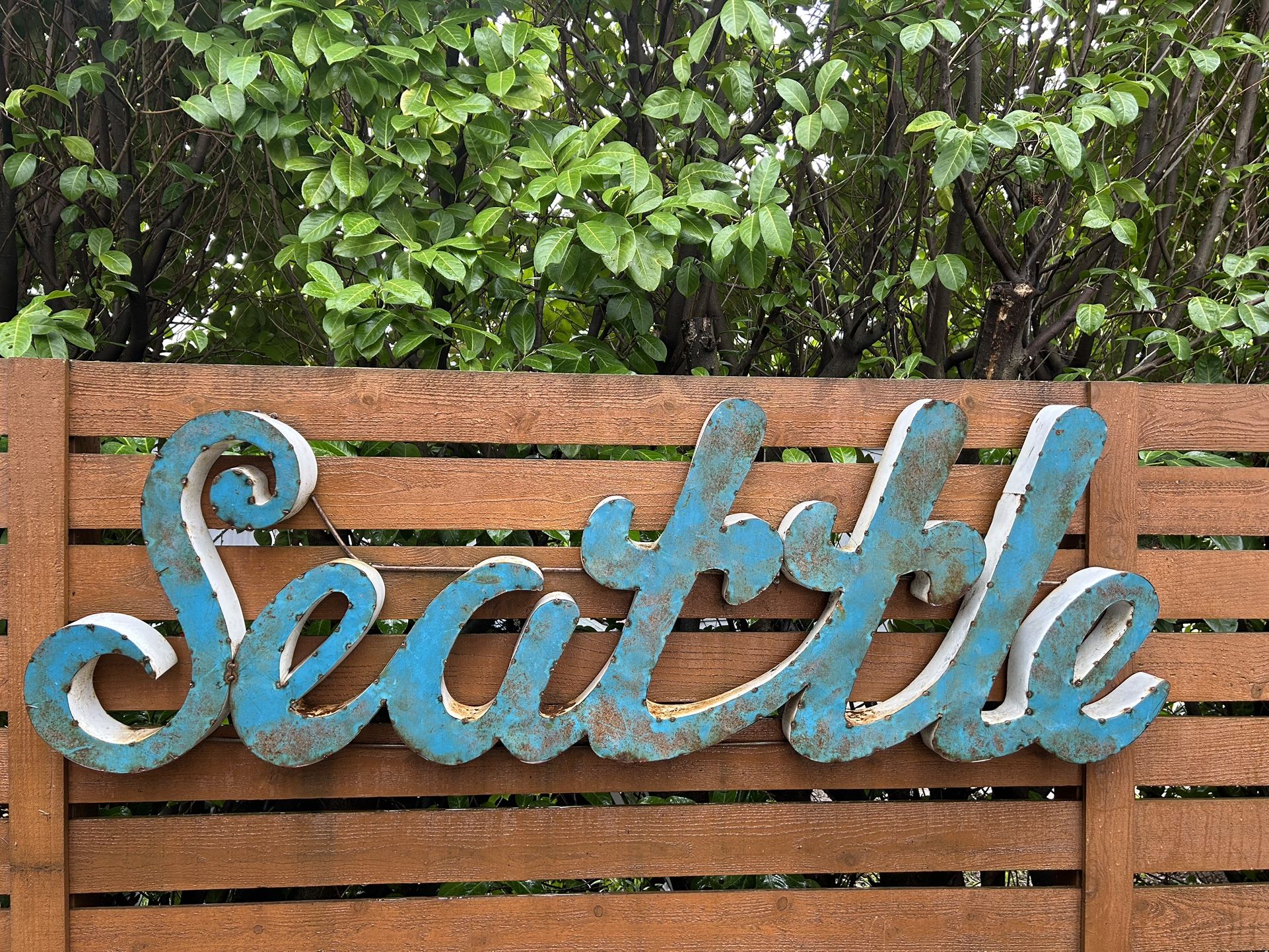 Patio Decor: Metal Seattle Sign