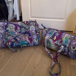 Vera Bradley Teal Heather Paisley Duffle Bags In Large And Medium 