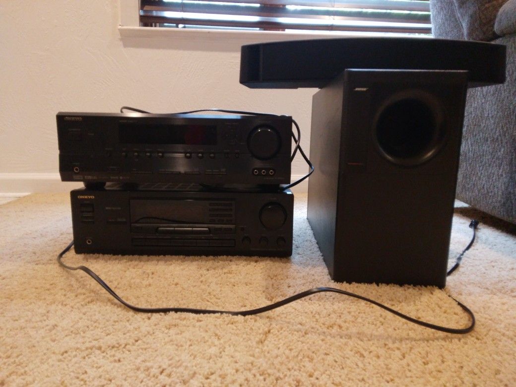 2 ONKYO RECIEVERS AND BOSE WAVE SPEAKER AND SUB