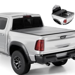 Tono King FRP Hard Tri-Fold Tonneau Cover Fold Truck Bed Covers Compatible With 2009-2026 Dodge Ram 1500 & 2500 6' 4" Bed Without Ram Box (76.3") 