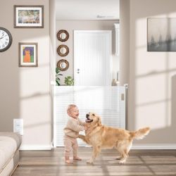 Babepai Retractable Baby Gate 55in Wide White