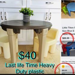 $40 Little Tikes Table with 2 Chairs  Set will last life time,Heavy duty plastic,in/outdoors