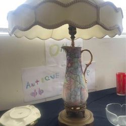 gorgeous hand painted floral vintage lamp