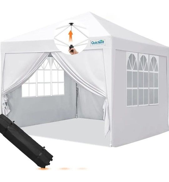 White pop-up tent 10x10 w/weights & Sidewalls Price Is FIRM