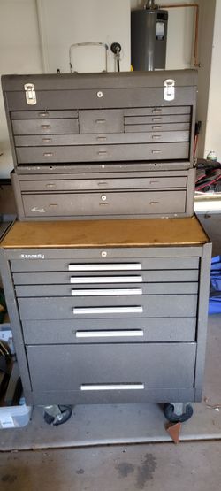 Large Kennedy 3 Piece Vintage Toolbox Drawer Roller Cabinet