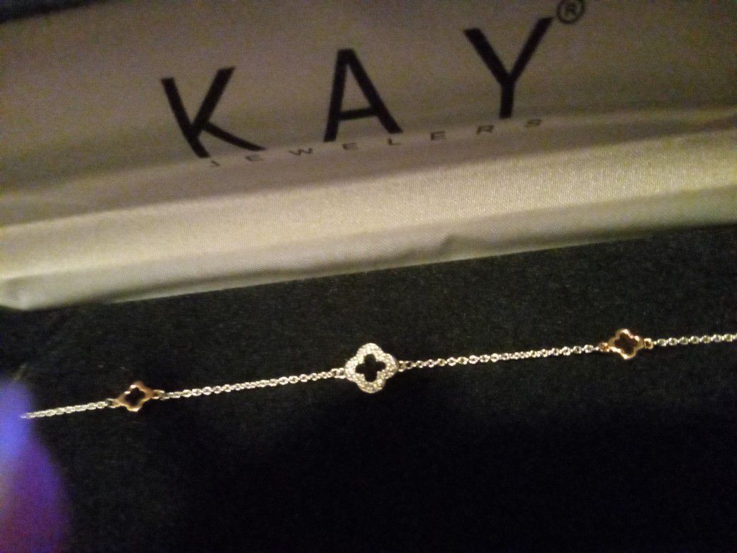 Kay Jewelers Diamond Anklet 1/20 ct tw Sterling Silver 10k Rose Gold 8.3