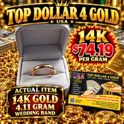 Top Dollar 4 Gold USA - 14K Gold Wedding Band - Free Lifetime Professional Jewelry Cleaning Included