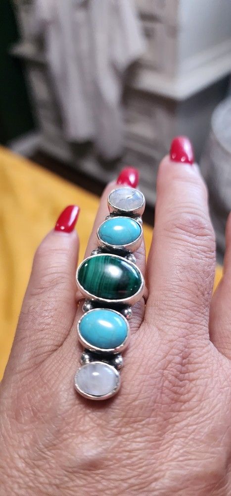 Long, Moonstone, Malachite And Turquoise