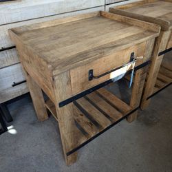 Mango And Iron One Drawer End Table