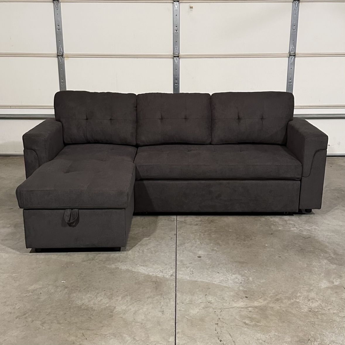New Dark Brown Sofa Bed Sectional / Couch with Chaise (Can Deliver)