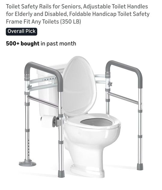 Toilet Safety Rails for Seniors, Adduustabl Toilet Handles for Elderly and Disabled, Foldable Handicap Toilet Safety Frame Fit Any Toilets (350 LB)