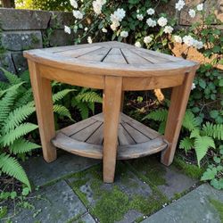 AquaTeak Solid Wooden Teak Garden Shower Stool Plant Stand 22x15.5x17.5in