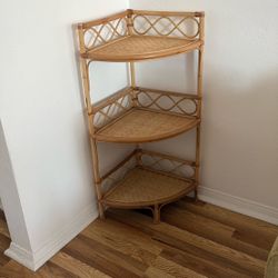 3 Tier Wicker Corner Shelf