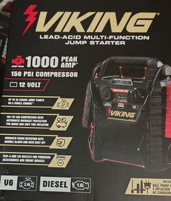 1000 Peak Amp Lead-Acid Multifunction Car Jump Starter Power Pack Air Compressor