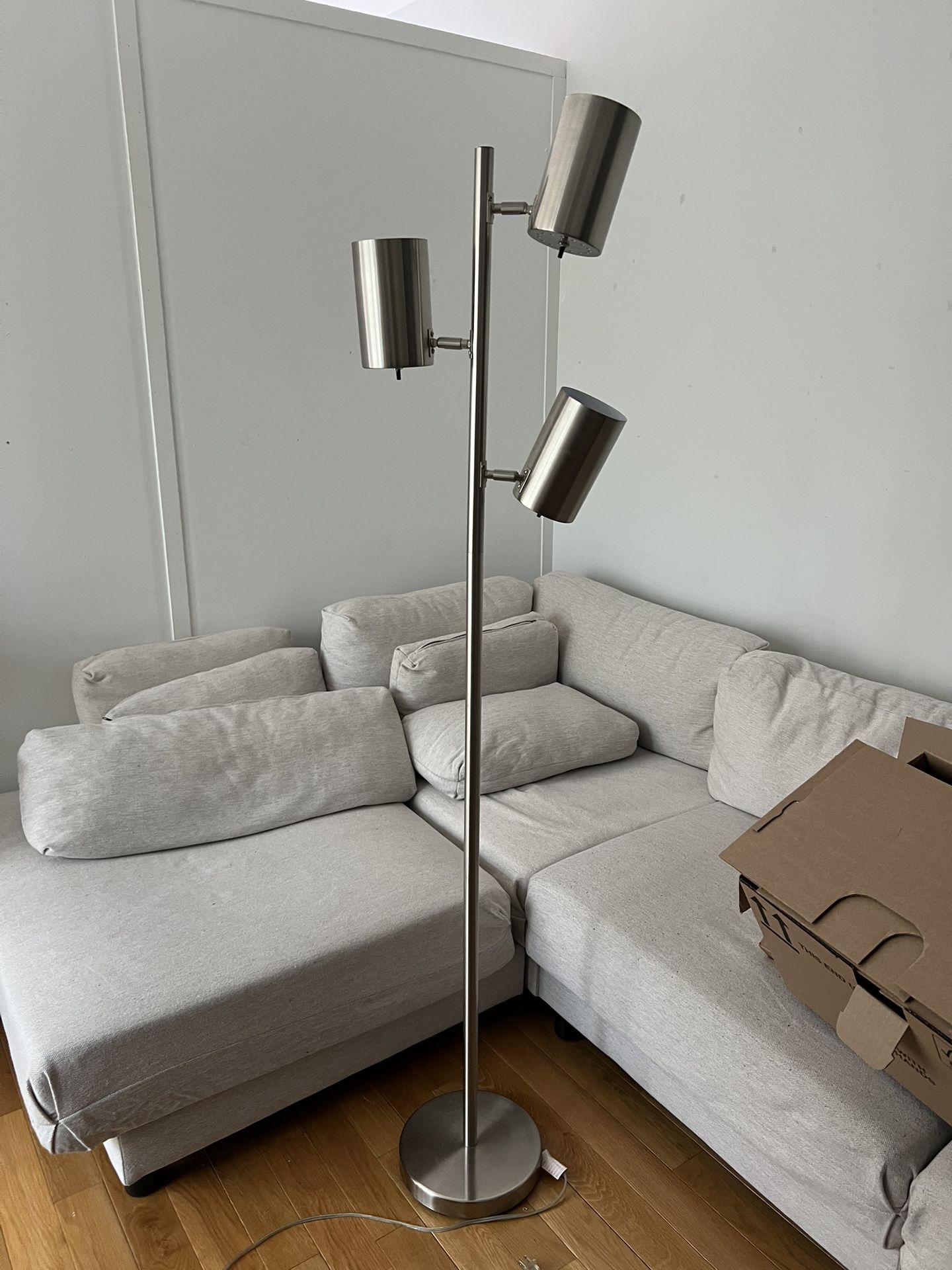 silver floor lamp