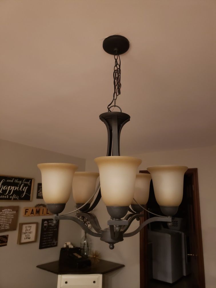 Chandelier 5 bulb bronze light fixture