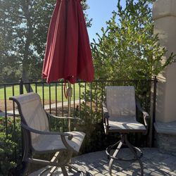 Outdoor Bar Chairs And Umbrella 