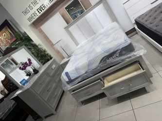 4pc Queen Bedroom Set 🩶 Rustic Grey 