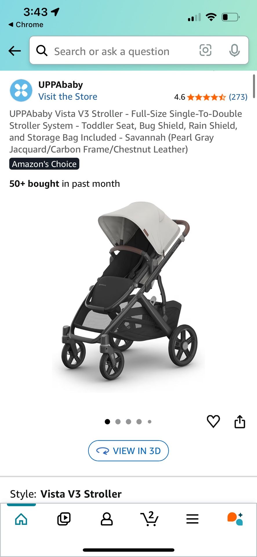 New Uppababy Vista V3 Baby Stroller 