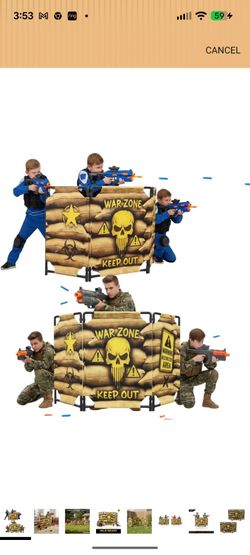 2-Pack Tactical Bunker & Foldable Battlefield Obstacles 59x34” Combat Battle Zone Fort, Compatible with Laser Tag, Foam Blaster, Birthday Activities,