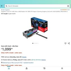 Sapphire 11322-01-40G Nitro+ AMD Radeon RX 7900 XTX Vapor-X Gaming Graphics Card with 24GB GDDR6, AMD RDNA 3