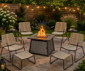 Brand new patio set Fire pit propane